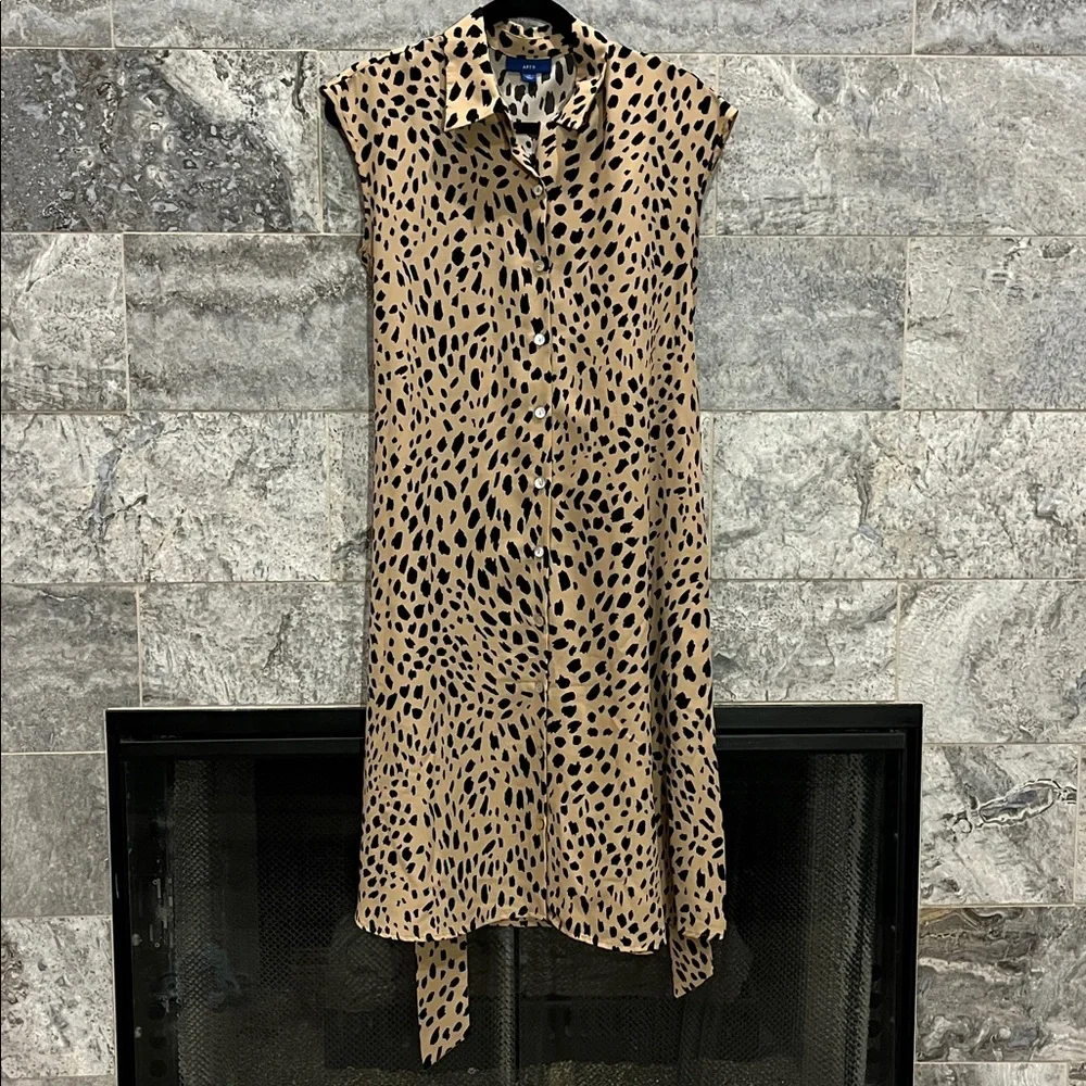 Apt 9 Leopard Button-Up Shirtdress with Tie-Belt – Medium – Leopard - Picture 3 of 8